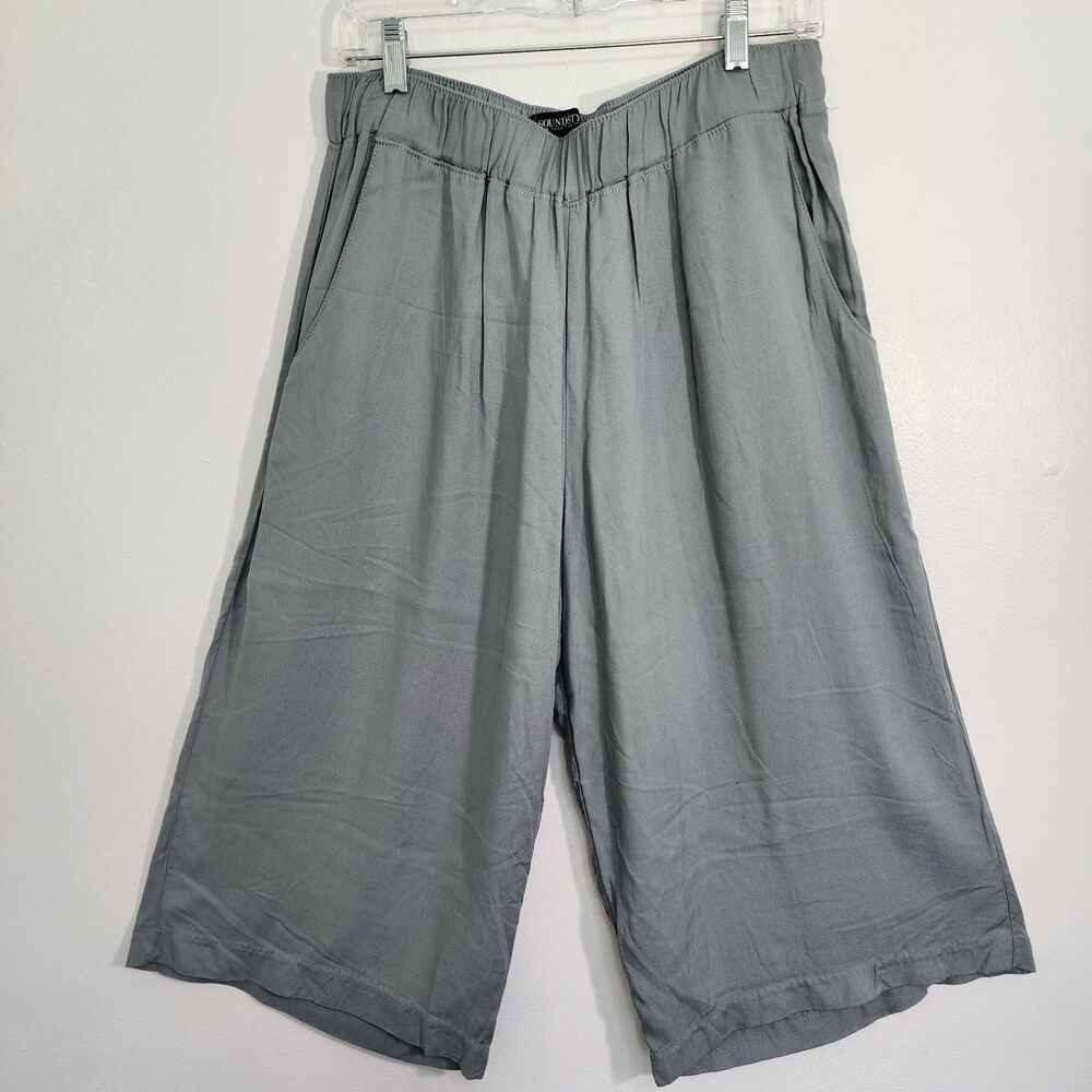 SOUND/STYLE Pull On Coulottes Rayon Women's L Cropped Wide Leg Pants Flowy